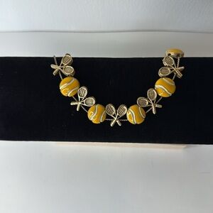 Yellow Tennis Ball & Racket Charm Bracelet - Women’s Fashion Bracelet